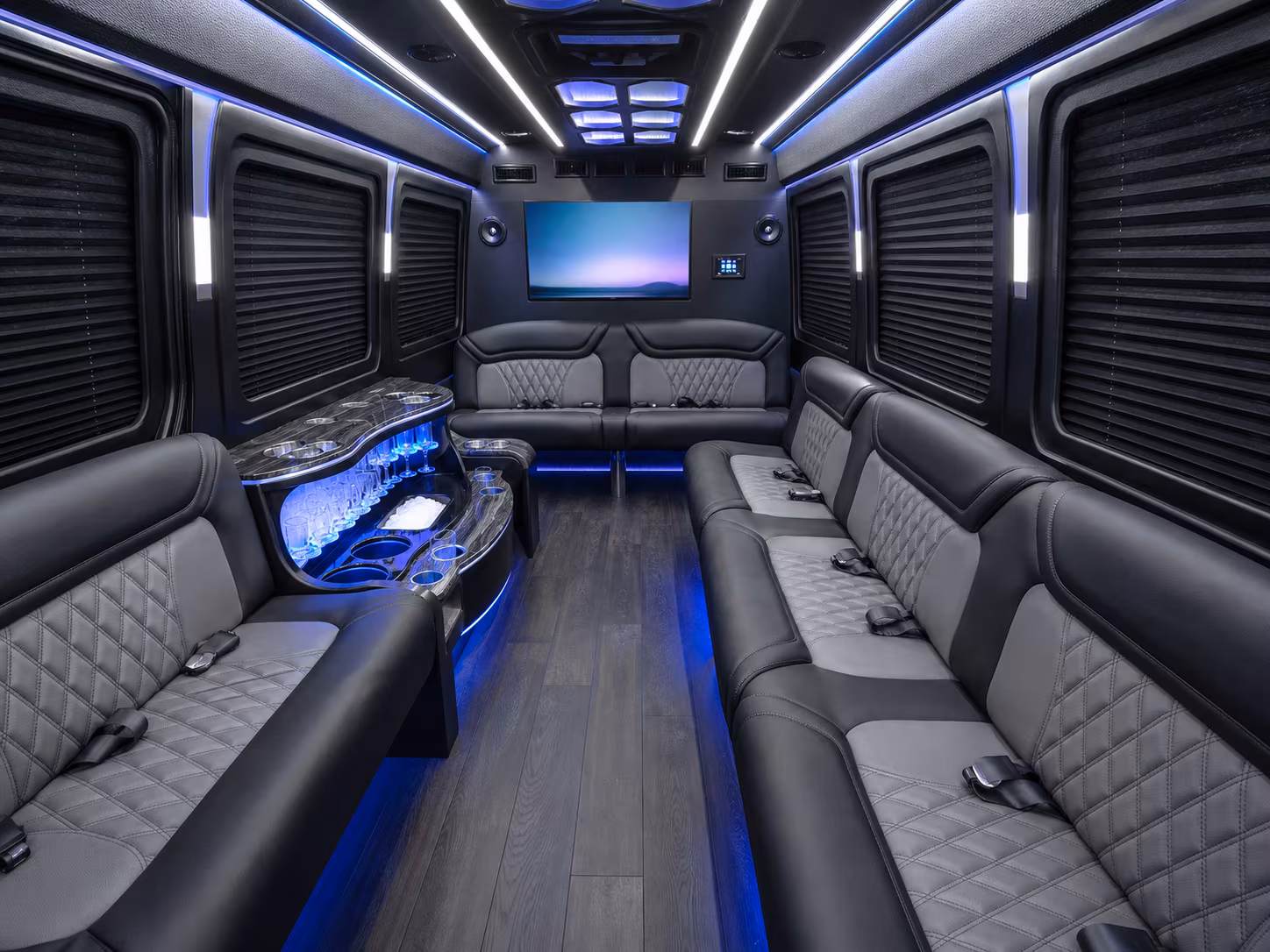 oceanside 40 passenger party bus interior